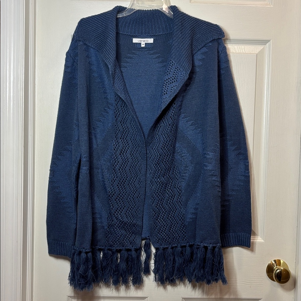 Venario Navajo/Southwestern Cardigan with Fringe- size M - Picture 4 of 10